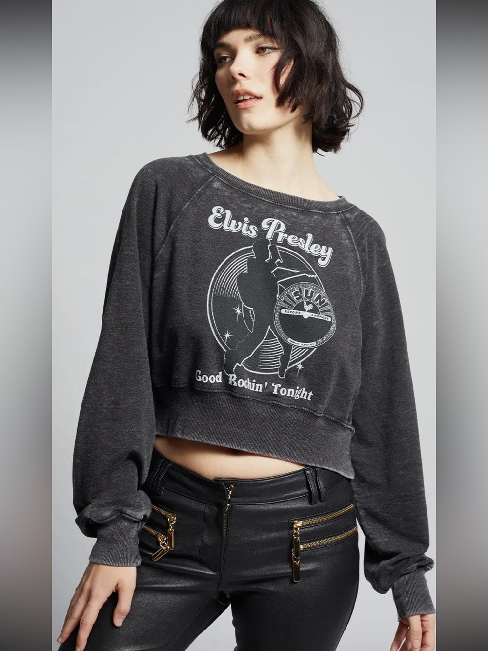 Elvis Presley Good Rockin’ Cropped Raglan Sweatshirt RECYCLED KARMA
